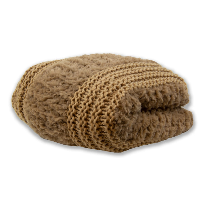 Camel plush knit throw blanket - The Coastal Compass Home Decor