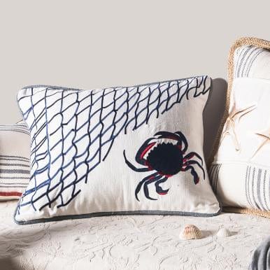 Crab Fishing Net Throw Pillow