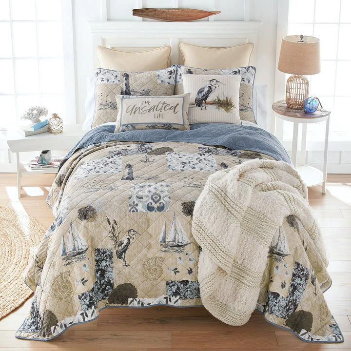 Coastline nautical quilt set - The Coastal Compass Home Decor