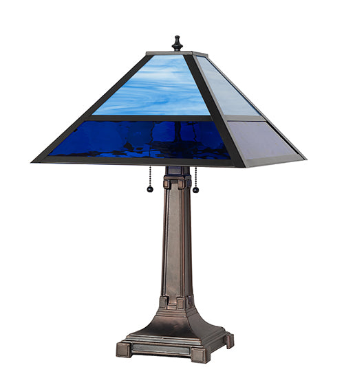American made Luxury Waterglass Table Lamp in two tone blues - Coastal Compass Home Decor