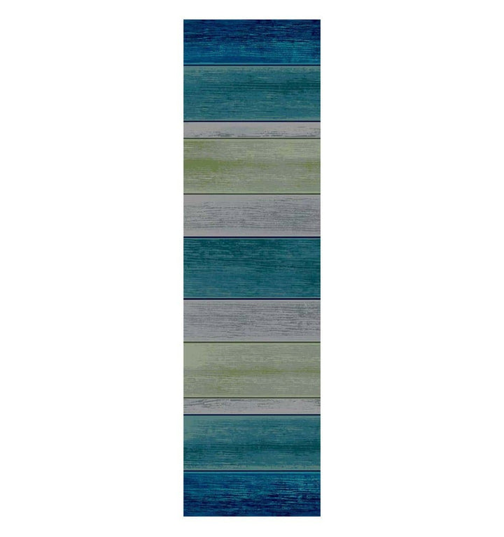 Aqua Bungalow Stripe Runner Rug - Coastal Compass Home Decor