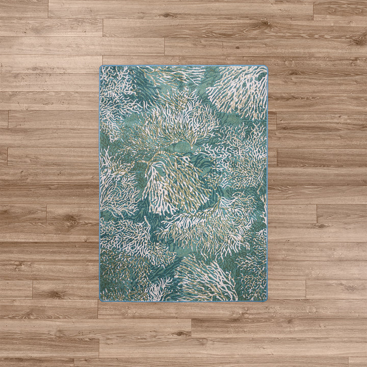 Aqua Coral Reef Bloom Rug • Coastal Compass Home Decor