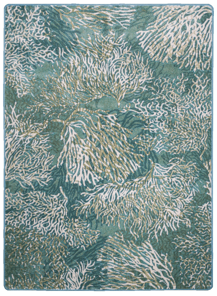 Aqua Coral Reef Bloom Rug • Coastal Compass Home Decor