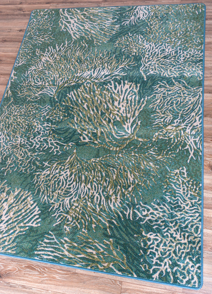 Aqua Coral Reef Bloom Rug • Coastal Compass Home Decor
