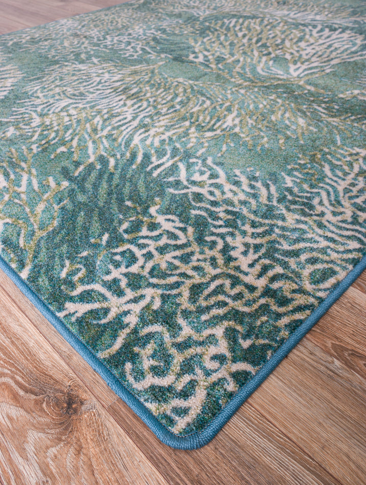 Aqua Coral Reef Bloom Rug • Coastal Compass Home Decor