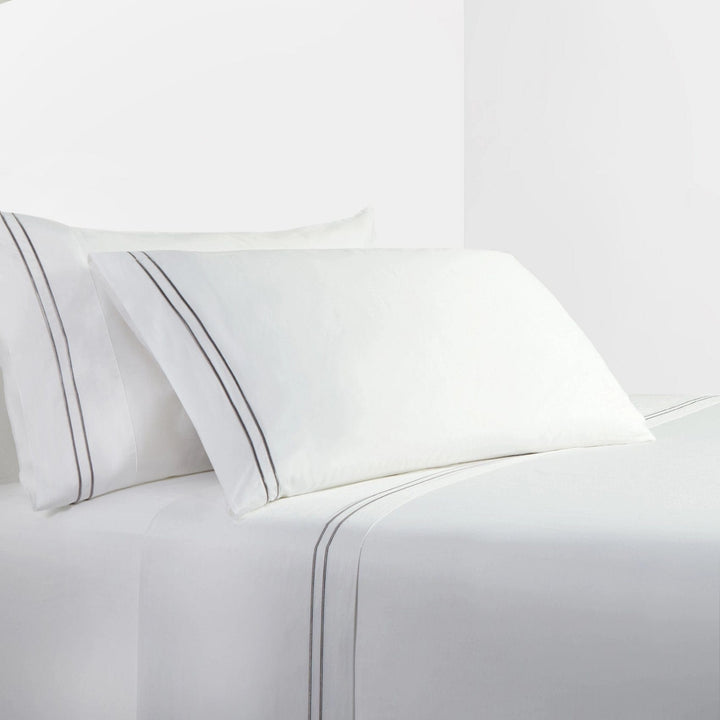 Grey Stripe Embroidery Sheet Set