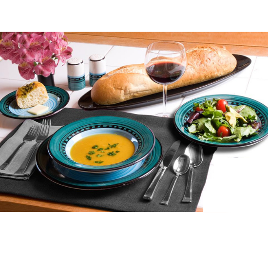 Blue/Green Carousel Dinnerware Set • Coastal Compass Home Decor