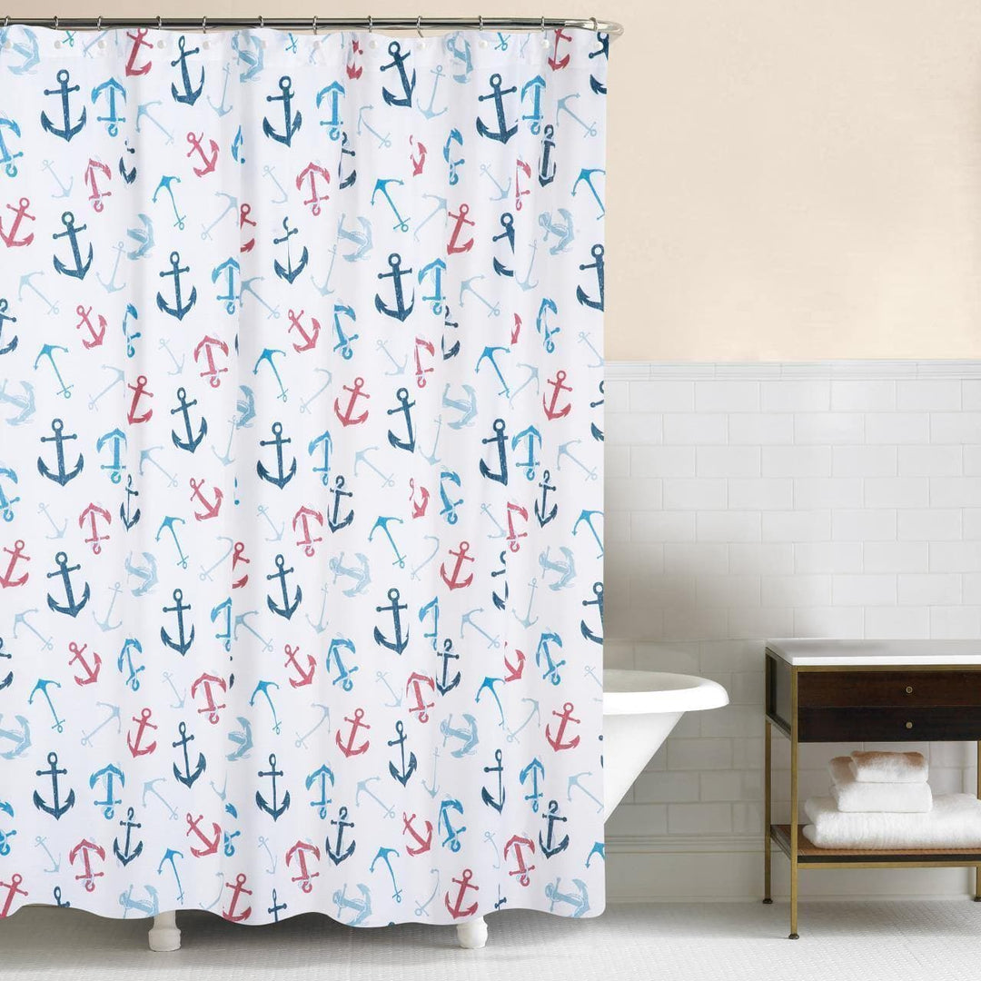 Anchor Away Shower Curtain | Coastal Compass Home Decor