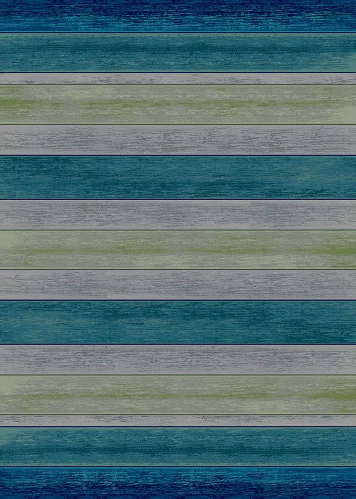 Aqua Bungalow Stripe Area Rug - Coastal Compass Home Decor