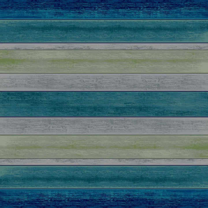 Aqua Bungalow Stripe 8' Square Area Rug - Coastal Compass Home Decor