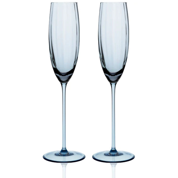 Bali Blue Champagne Glasses Set/2 • Coastal Compass Home Decor