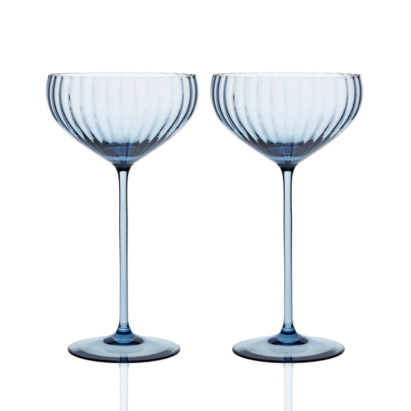 Bali Blue Coupe Glasses Set/2 • Coastal Compass Home Decor