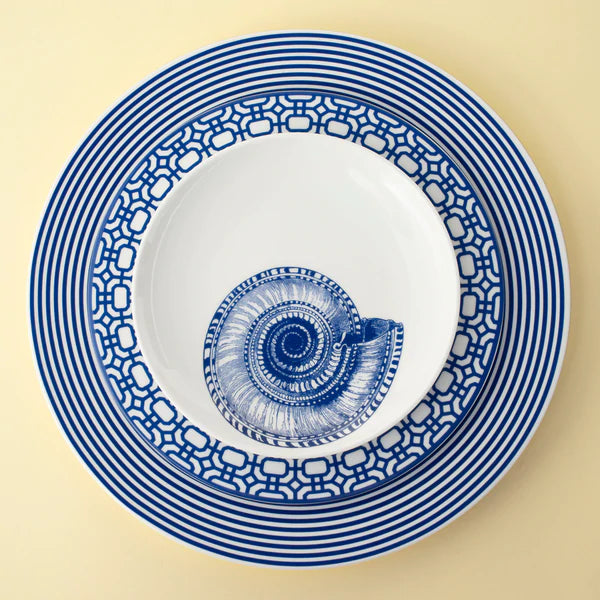 Bandon Stripe Rimmed Dinner Plate • Coastal Compass Home Decor