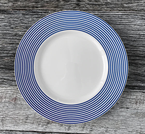 Bandon Stripe Rimmed Salad Plate • Coastal Compass Home Decor
