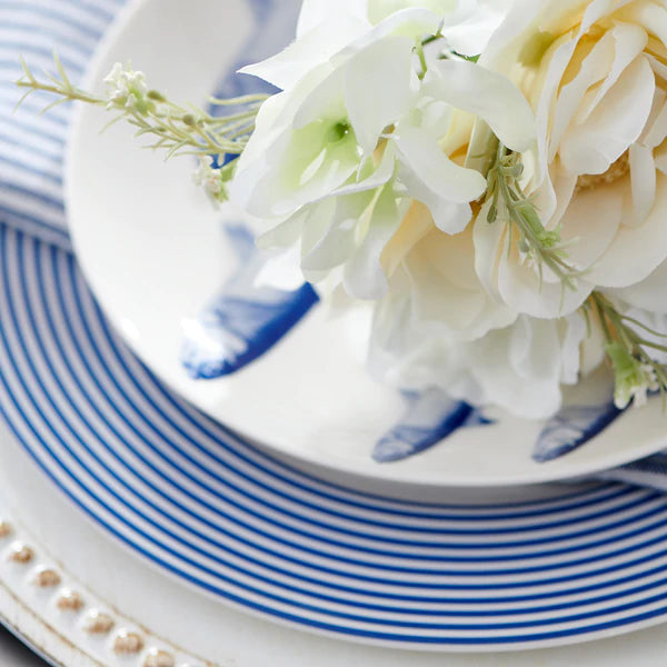 Bandon Stripe Rimmed Dinner Plate • Coastal Compass Home Decor