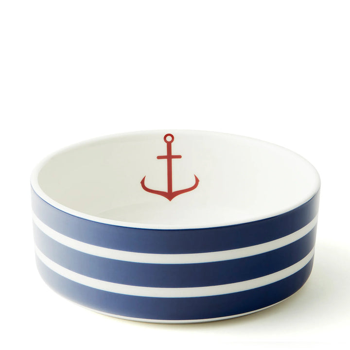 Anchor Stripe Pet Bowl | Coastal Compass Home Decor