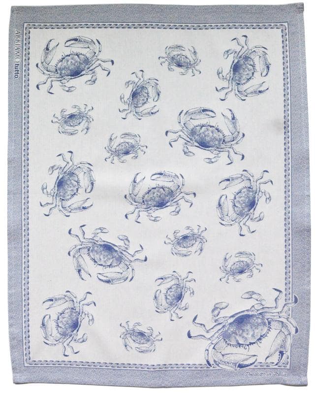 Coastal Crab Blue and White Kitchen Towels - The Coastal Compass Home Decor