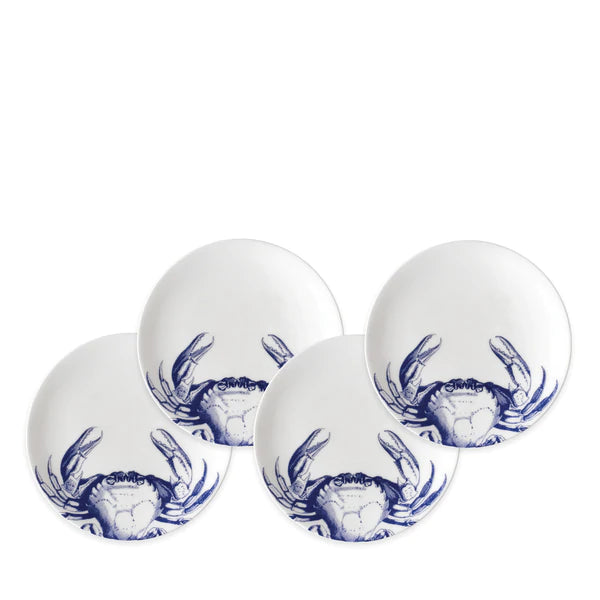 Blue Crabs Appetizer Plates - Set/4 • Coastal Compass Home Decor