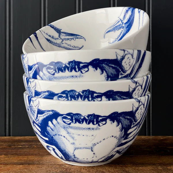 Blue Crabs Tall Cereal Bowl • Coastal Compass Home Decor