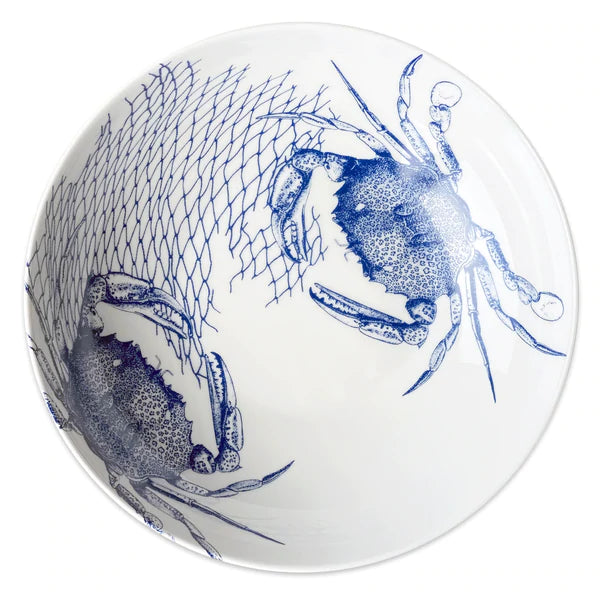 Blue Crabs Wide Serving Bowl • Coastal Compass Home Decor