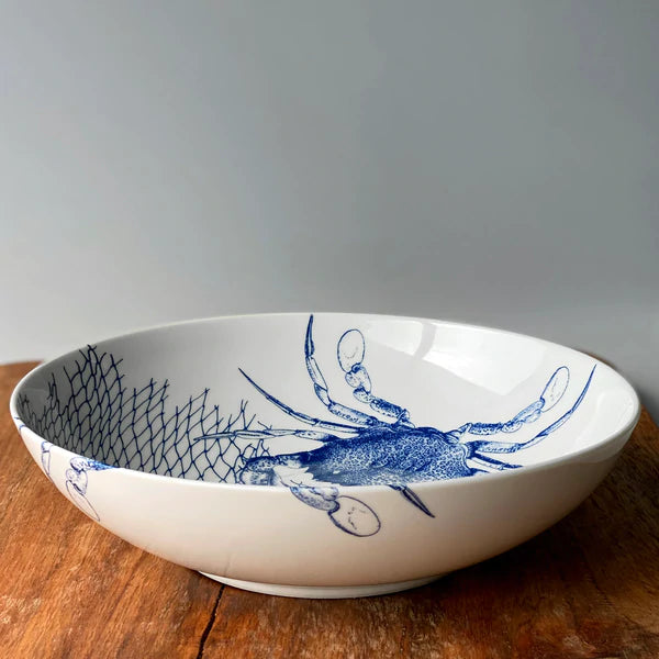 Blue Crabs Wide Serving Bowl • Coastal Compass Home Decor