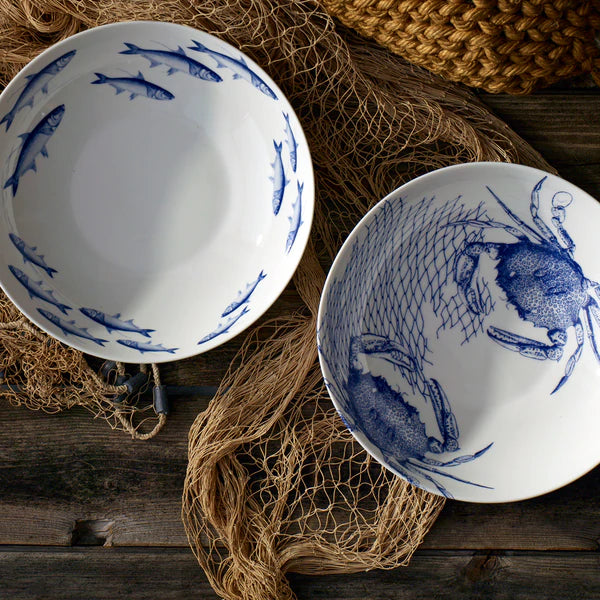 Blue Crabs Wide Serving Bowl • Coastal Compass Home Decor