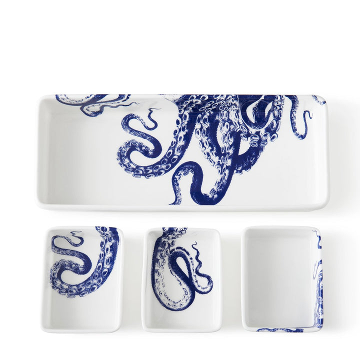 Blue Lucia Nested Appetizer Tray Set | Coastal Compass