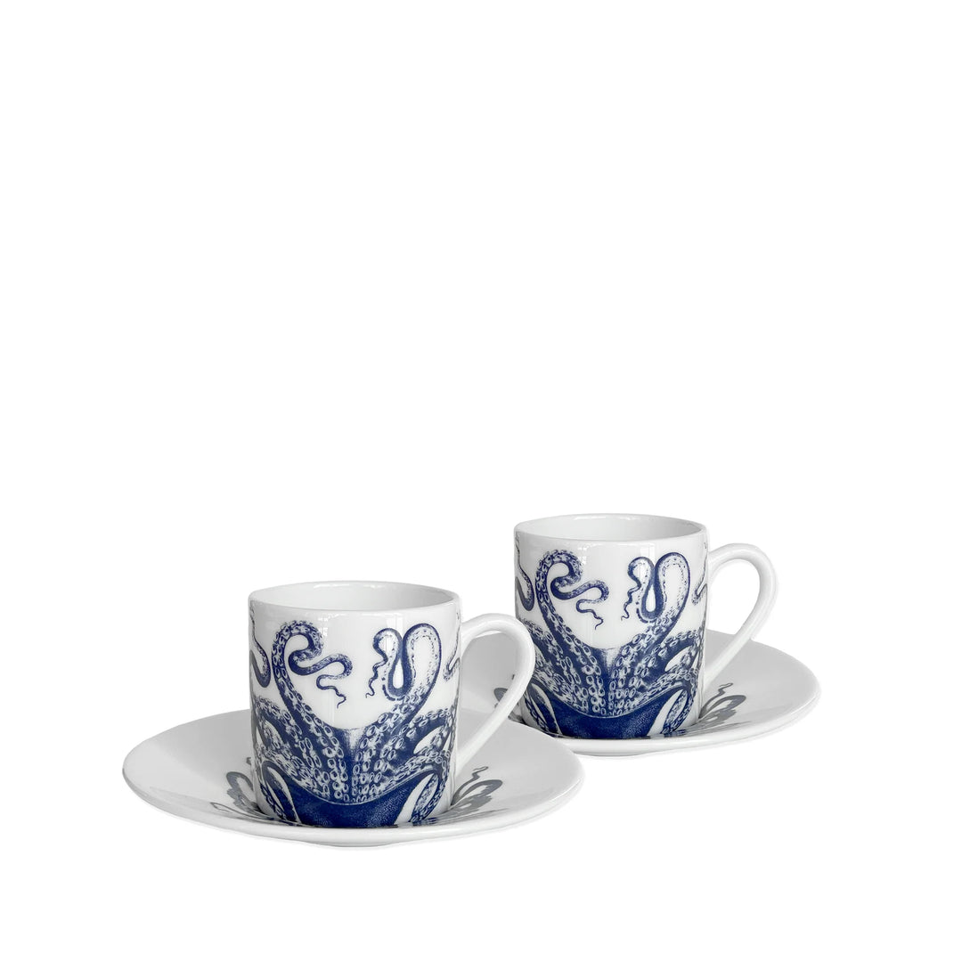Blue Lucia Espresso Cup & Saucer Set | Coastal Compass Home Decor