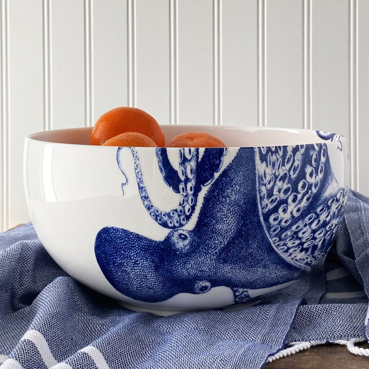 Blue Lucia Large Round Serving Bowl | Coastal Compass