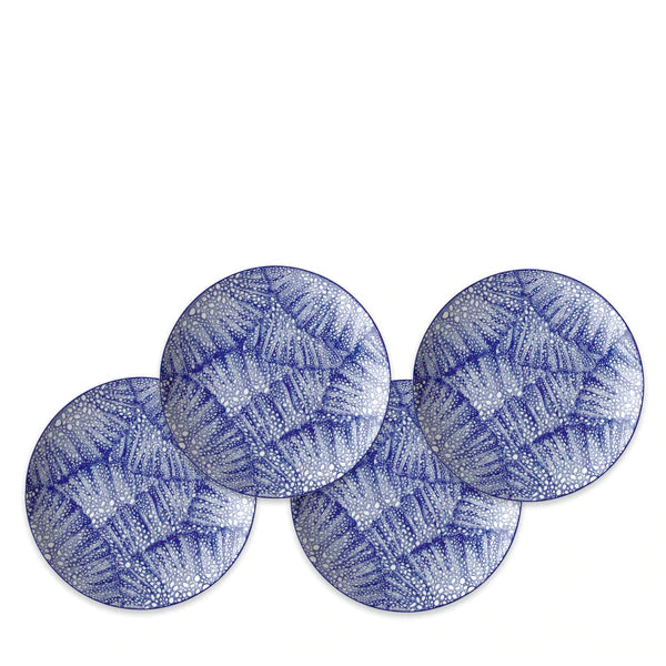 Blue Sea Fan Appetizer Plate Set/4 • Coastal Compass Home Decor