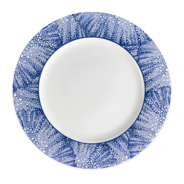 Blue Sea Fan Rimmed Dinner Plate • Coastal Compass Home Decor
