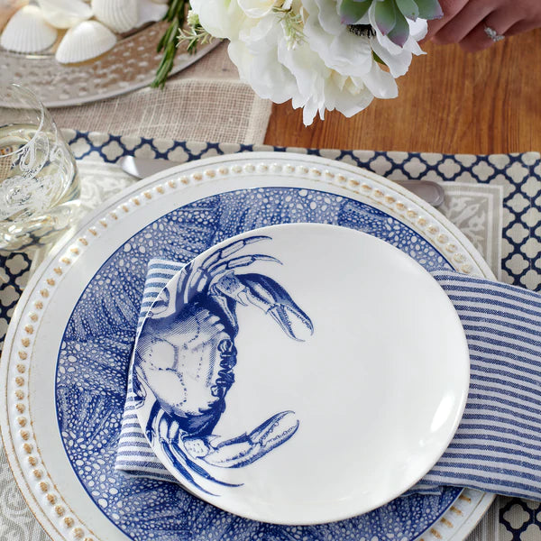 Blue Sea Fan Rimmed Salad Plate • Coastal Compass Home Decor