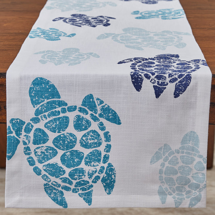 Blue Turtles Table Runner • Coastal Compass Home Decor