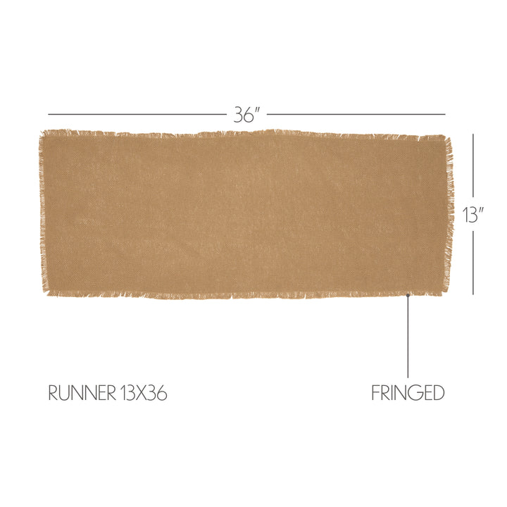 Burlap Natural Runner Fringed 13x36 | Coastal Compass Home Decor