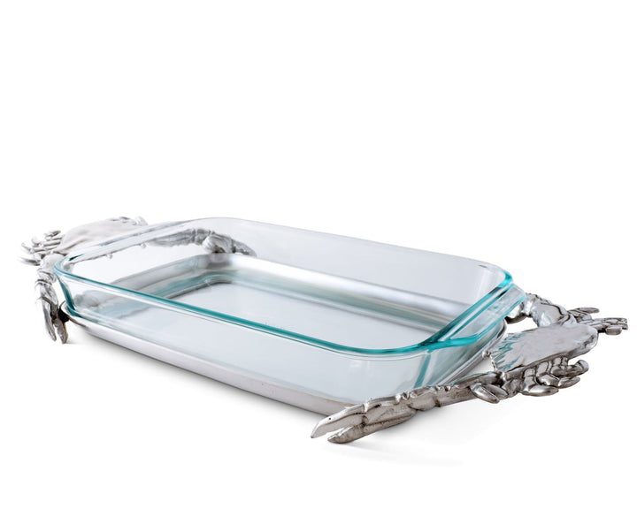 3-QT Crab Casserole Holder w/ Pyrex Insert - Coastal Compass Home Decor