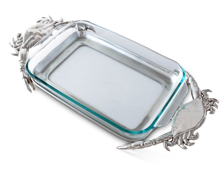 3-QT Crab Casserole Holder w/ Pyrex Dish - Coastal Compass Home Decor