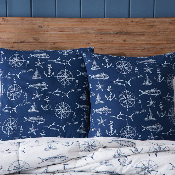 Captain Quarters Euro Sham | Coastal Compass Home Decor