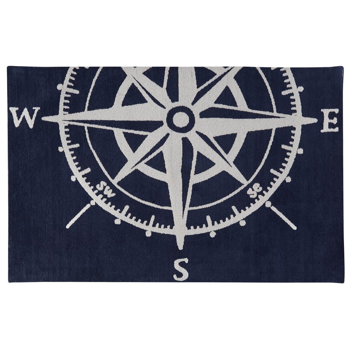 Captain's Compass Navy Rug | Coastal Rugs | Coastal Compass Decor – The ...