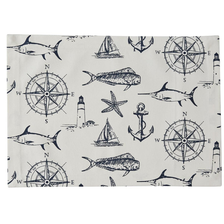 Natural Captain's Quarters Placemat | Coastal Compass
