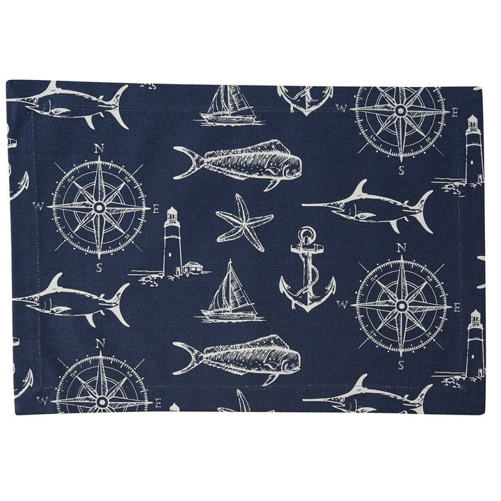 Navy Captain's Quarters Placemat | Coastal Compass