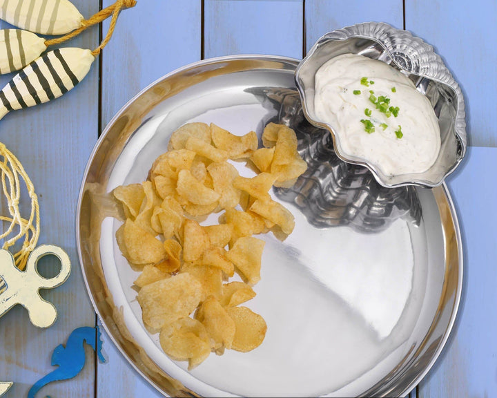 Chip & Dip Clam Shell Server - Coastal Compass Home Decor