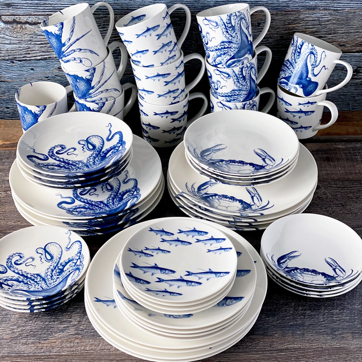 School of Fish Coupe Dinner Plate - Coastal Compass Home Decor