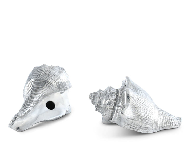 Conch Shells Pewter Salt & Pepper Shaker Set - Coastal Compass Home Decor