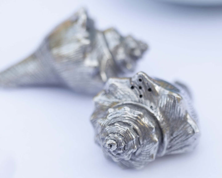 Conch Shells Pewter Salt & Pepper Shaker Set - Coastal Compass Home Decor