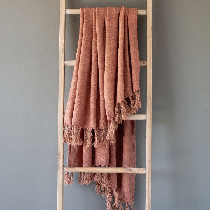 Coral Linen Throw