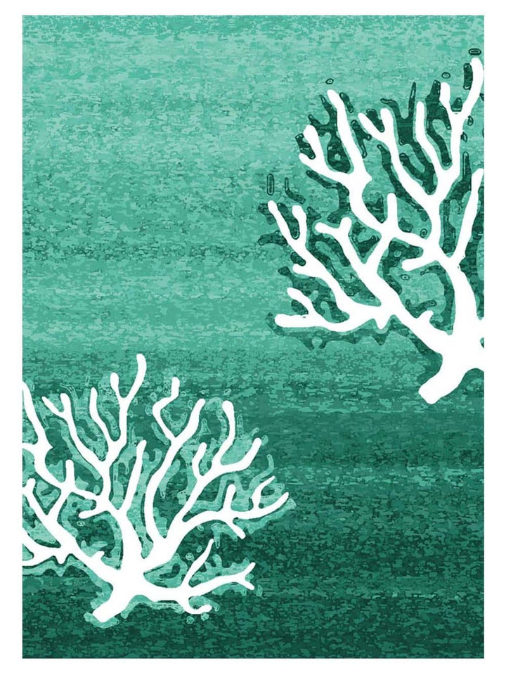 Aqua Coral Pattern Area Rug | Coastal Compass Home Decor