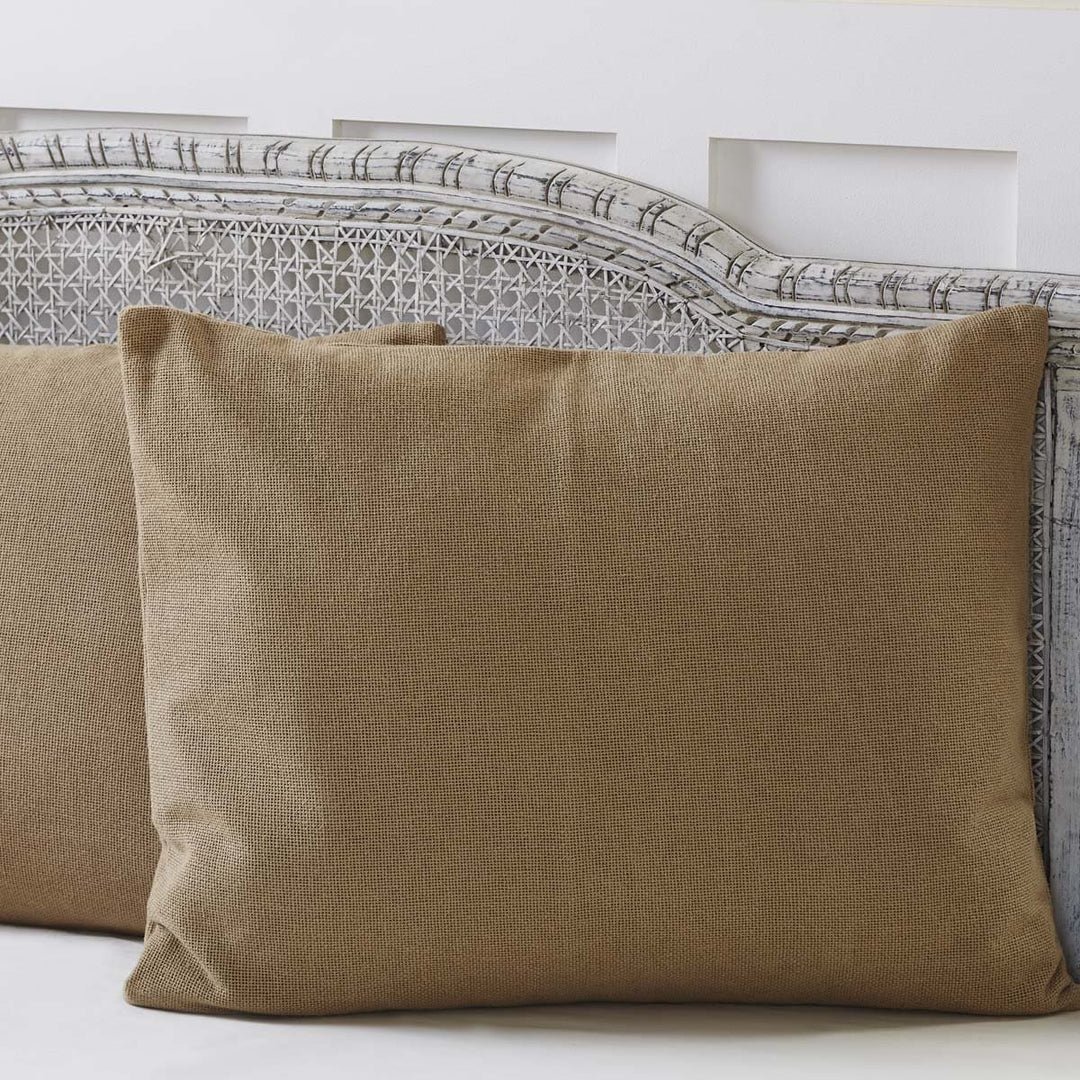 Burlap Natural Standard Pillow Sham with button closure - Coastal Compass Home Decor