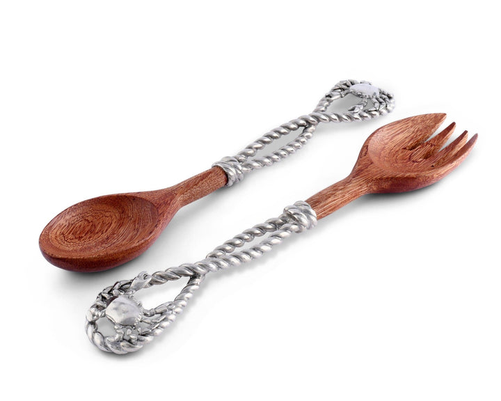 Crab & Rope Salad Serving Set - Coastal Compass Home Decor