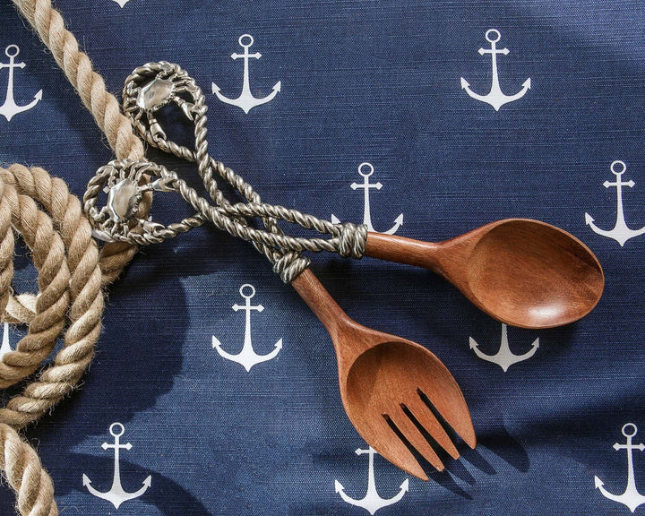 Crab & Rope Salad Serving Set - Coastal Compass Home Decor