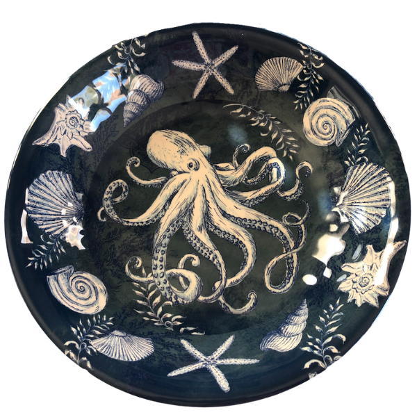 Deep Blue Sea Oceanic Large Serving Bowl • Coastal Compass Home Decor